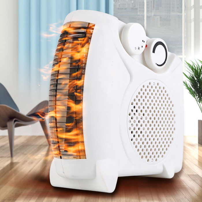 1500W Stand Fan Heater White With Thermostat