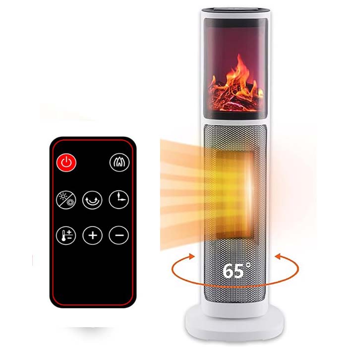 3D Flame PTC Heater 1500W With Remote Control